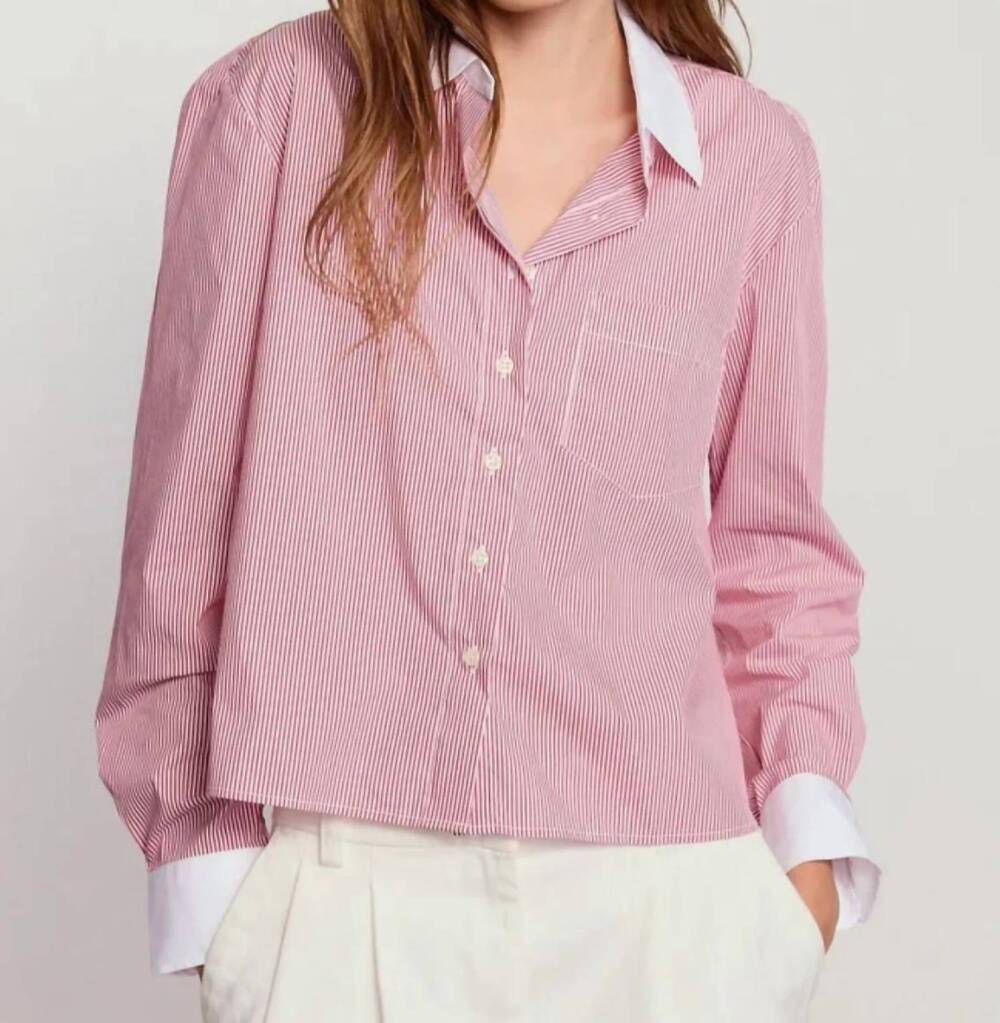 NEW THE SHIRT long sleeve boxy crop shirt in red